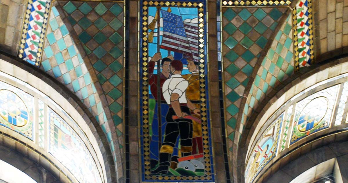 Gustavino tile in the foyer of the Nebraska State Capitol.